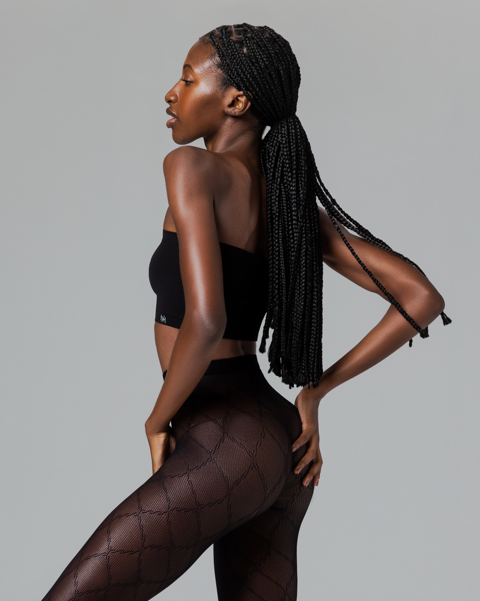 MUSE - NET-PATTERNED SEAMLESS TIGHTS - LACE QUILT