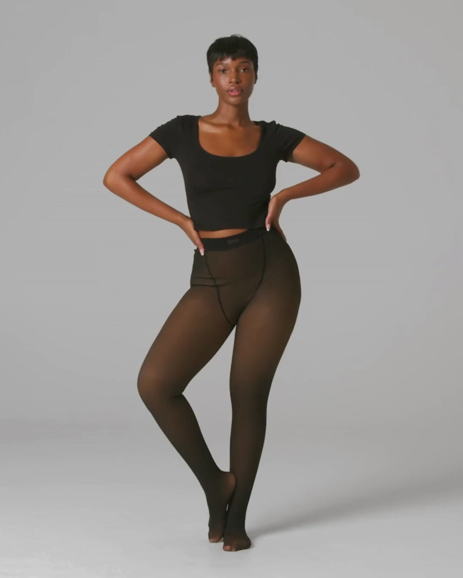 TOAST FLEECE LINED TIGHTS SHEER ILLUSION Noosh